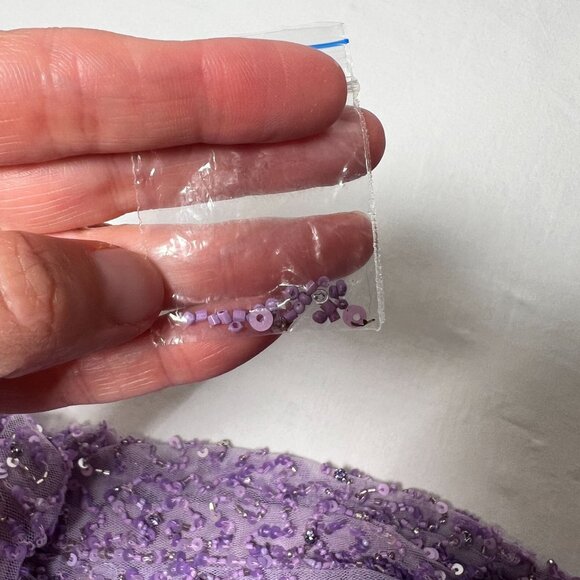 NWT Retrofete Jean Sequin Dress Lavender Purple Beaded Mini Off-Shoulder Medium - Picture 15 of 16